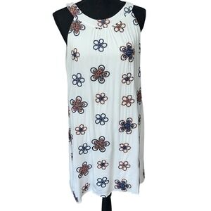 Papillon Size Medium Floral Embroidered Rayon Crepe Dress Lined Beach